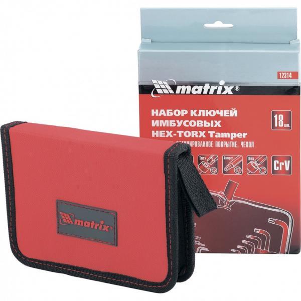 Matrix Набор ключей имбусовых HEX-TORX, 18 шт: HEX 1,5-10 мм, T10-T50, CrV, коротких, с сатиновым покрытием Matrix — изображение 2