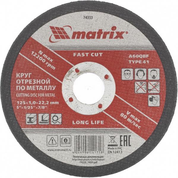 Matrix Круг отрезной по металлу, 125 х 1 х 22 мм Matrix